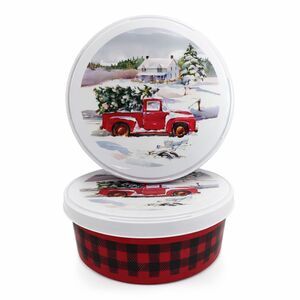 2 Pack Christmas Holiday Gift Food Containers w/ Lids 8.35" x 3.19" Each NEW